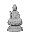 Golden Seated Guanyin Bodhisattva Sculpture Carving With Lotus Base And Robe Details