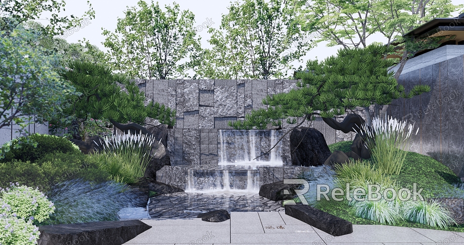 New Chinese style landscape sketch opposite landscape wall waterscape wall water drop model