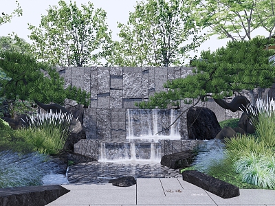 New Chinese style landscape sketch opposite landscape wall waterscape wall water drop model