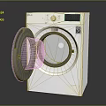 White Washing Machine With Open Door Visible Drum And Control Panel On Dark Background 3d model
