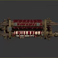 Vintage Mechanical Machine With Red And White Striped Rollers Brass Components And Glass Bottle