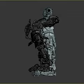 Two Detailed Blue And Dark Cybernetic Mechanical Structures With Intricate Parts