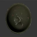 Vintage Green Military Helmet With Worn Surface And Leather Chin Strap