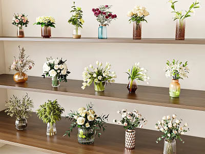 Modern Flower Floral Vase Flowers 3d model