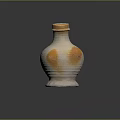 Handcrafted Ceramic Vase Sculpted Design With White Body Orange Accents Handle And Base