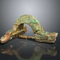 Ancient Bronze Carving Featuring Curved Shape Ornate Patterns And Patina Surface 3d model