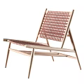 Minimalist Wooden Leisure Chair With Light Wood Frame And Woven Backrest Design