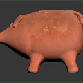 Hand Carved Clay Piggy Bank Sculpture With Decorative Details And Craftsmanship