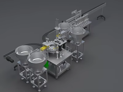 Automated Industrial Equipment Production Line With Conveyor Belt And Hopper Systems 3d model