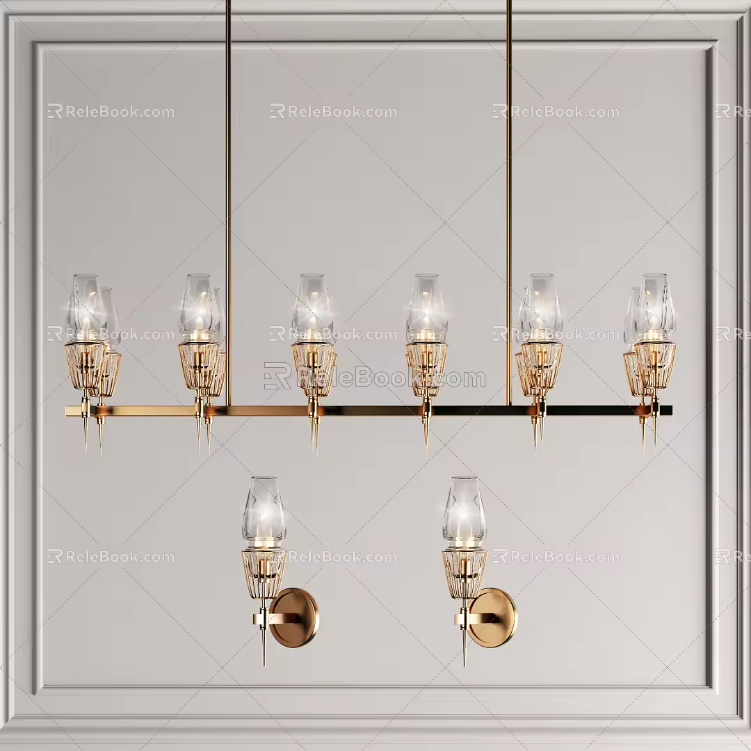 Modern lamp combination chandelier 3d model