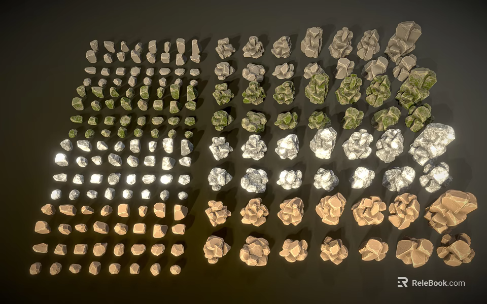 Assorted Wood and Stone Samples Showcasing Rich Textures and Color Variations 3d model 