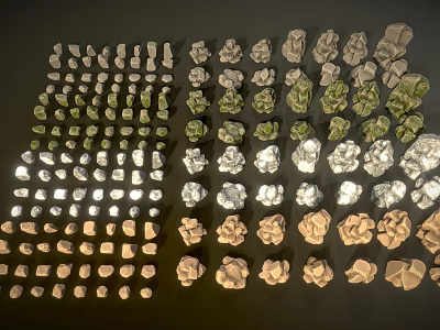 Assorted Wood and Stone Samples Showcasing Rich Textures and Color Variations 3d model