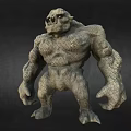 Muscular Game Movie Character With Stone Like Skin And Skull Head Design