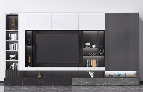 Modern TV background cabinet TV background wall 3d model