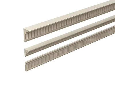 Three White Gypsum Cornice Molding Profiles With Decorative Groove Design For Interior 3d model