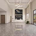 Modern Hotel Lobby Interior With Reception Desk Circular Chandeliers Large Windows And Comfortable Seating