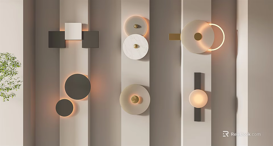 Modern Wall Lamps With Geometric Shapes And Warm Light For Interior Decor 3d model 
