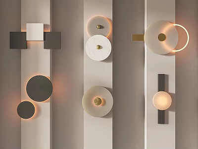 Modern Wall Lamps With Geometric Shapes And Warm Light For Interior Decor 3d model