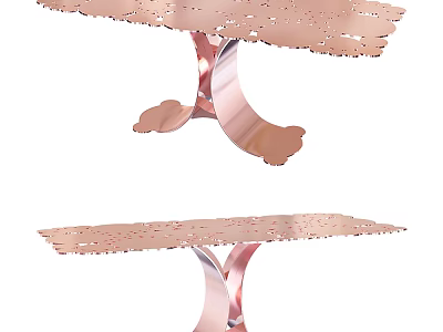 Modern Dining Table With Metallic Cross Base And Distressed Textured Tabletop Design 3d model