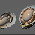 Open Abalone Shells Displaying Inner Soft Body And Iridescent Edge Details On Gray Background 3d model