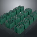 Green Military Bullets Neatly Stacked in Multiple Rows as Weapon Ammunition