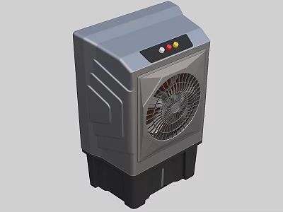 Industrial Fan Equipment With Gray Body Fan Grill Control Panel And Black Base 3d model