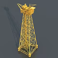 Industrial Equipment Golden Tower Structure With Metal Framework And Top Crane Arm