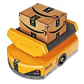 Yellow Automated Logistics Robot Transporting Amazon Packages In Warehouse Facility 3d model