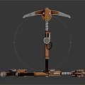 Three Orange Pickaxes With Metal Parts And Spring Mechanism For Digging Tools