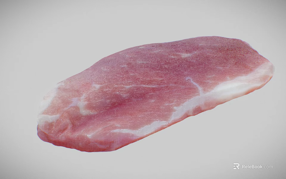 Fresh Raw Pork Slice With Pink Color White Fat Edges And Tender Texture 3d model 