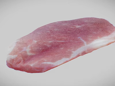 Fresh Raw Pork Slice With Pink Color White Fat Edges And Tender Texture 3d model