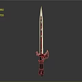 Fantasy Weapon Sword With Red White Blade And Ornate Hilt Design