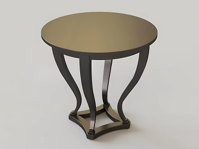 Modern Minimalist Coffee Table Featuring Round Top And Black Curved Legs 3d model