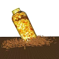 Transparent Bottle Filled With Yellow Maple Leaves Spilled On Outdoor Parisian Street
