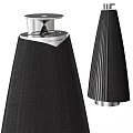 Sleek Black Conical Speakers With Silver Base And Vertical Striped Texture 3d model