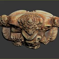 Detailed Carved Wooden Ganesha Statue With Traditional Spiritual Design Features