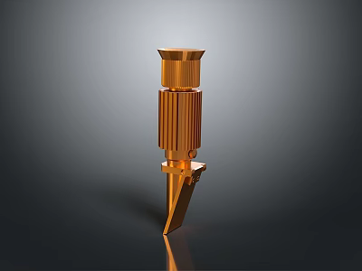 Golden Metallic Decorative Home Utility Tool With Textured Surface And Pointed Base 3d model