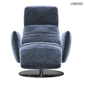 Modern Blue Velvet Recliner with Comfortable Armrests Footrest and Swivel Base