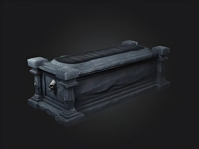 Gothic Vintage Stone Coffin With Intricate Carved Details And Skull Accents 3d model