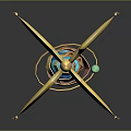 Blue And Gold Decorative Staff With Golden Top And Colorful Ornamental Details