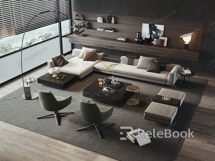 Modern Minotti Sofa Coffee Table Combination model