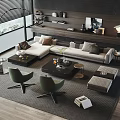 Modern Minotti Sofa Coffee Table Combination 3d model