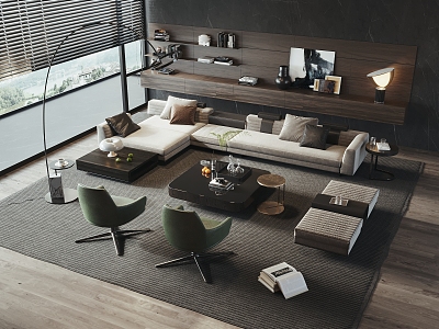 Modern Minotti Sofa Coffee Table Combination 3d model