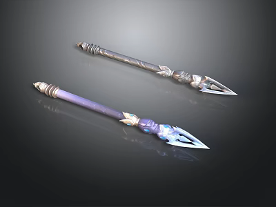 Ornate Decorative Spears With Intricate Metallic Handles And Sharp Blades 3d model