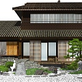 Japanese-style house landscape sketch courtyard landscape 3d model