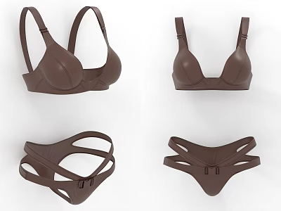 Modern Brown Lingerie Set Featuring Bras And Panties With Stylish Design 3d model
