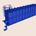 Large Blue Industrial Storage Tank With Metal Structure Ladder And Pipes