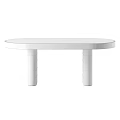 Wooden Striped Coffee Table With Oval Tabletop And Cylindrical Legs Design