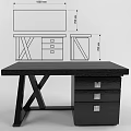 Black Wooden Dining Table With Modern Design Metal Legs And Functional Drawers