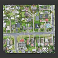 Modern Residential Area Aerial View With Houses Streets And Green Spaces